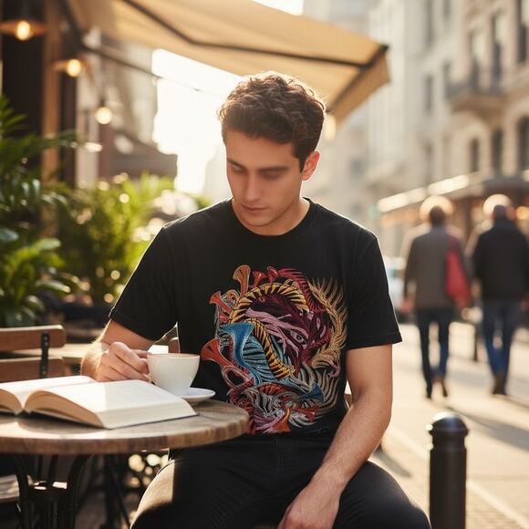 AJR 2022 Graphic Band T-Shirt Medium Psychedelic Horns Black Cotton Tee Concert - Picture 1 of 7